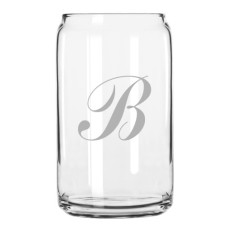 Commercial Script Monogrammed Can Glass