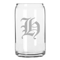 Old English Monogrammed Can Glass