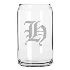 Old English Monogrammed Can Glass