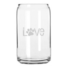 Paw Print Paw Love Can Glass