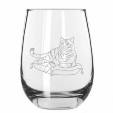 Cat Themed Stemless Wine Glass