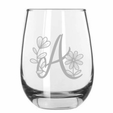 Monogrammed Daishy Daisy Stemless Wine Glass