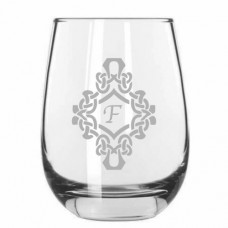 Monogrammed Decorated Stemless Wine Glass