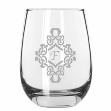 Monogrammed Decorated Stemless Wine Glass