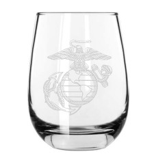 Military Themed Stemless Wine Glass