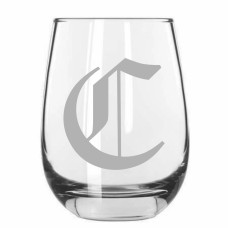 Monogrammed Old English Stemless Wine Glass