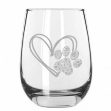 Paw Love Themed Stemless Wine Glass