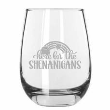 Happy St. Patrick's Day Stemless Wine Glass