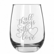 Happy Valentine's Day Stemless Wine Glass