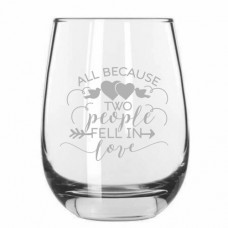 Wedding Quotes 15.25oz Libbey Etched Stemless Wine Glass