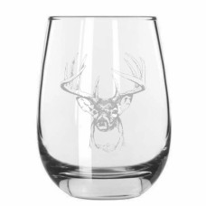 Wedding Buck 15.25oz Libbey Etched Stemless Wine Glass