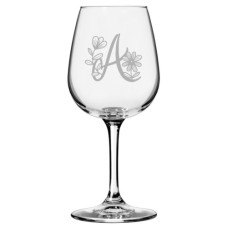 Monogrammed Daishy Daisy Script Libbey All Purpose Wine Glass