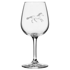 Horse Themed Etched Wine Glass