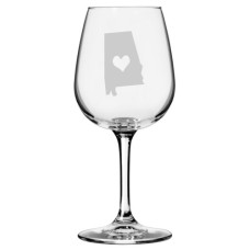 States Etched Wine Glass