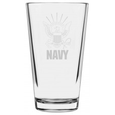 Navy Military Themed Etched Libbey Pint Glass