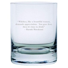 Haruki Murakami Quote Etched Crystal Rocks Whisky Glass