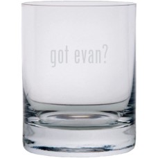 got evan? Etched 11oz Stolzle New York Crystal Rocks Glass