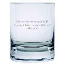 Maverick Quote Etched Crystal Rocks Whisky Glass