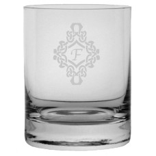 Monogrammed Decorated Stolzle Crystal Rocks Glass