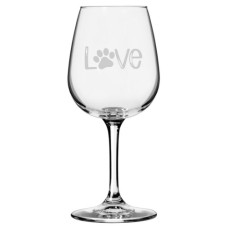 Puppy Love Paw Print Etched Wine Glass